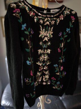 Multi-Color Sequin Sweater by Christina - Sparkle Statement Top